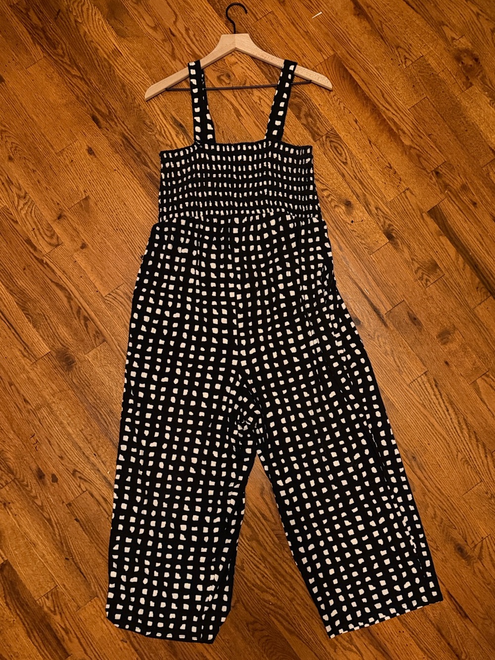 Ingrid + Isabel Maternity Black and White Square Print Smocked Jumpsuit